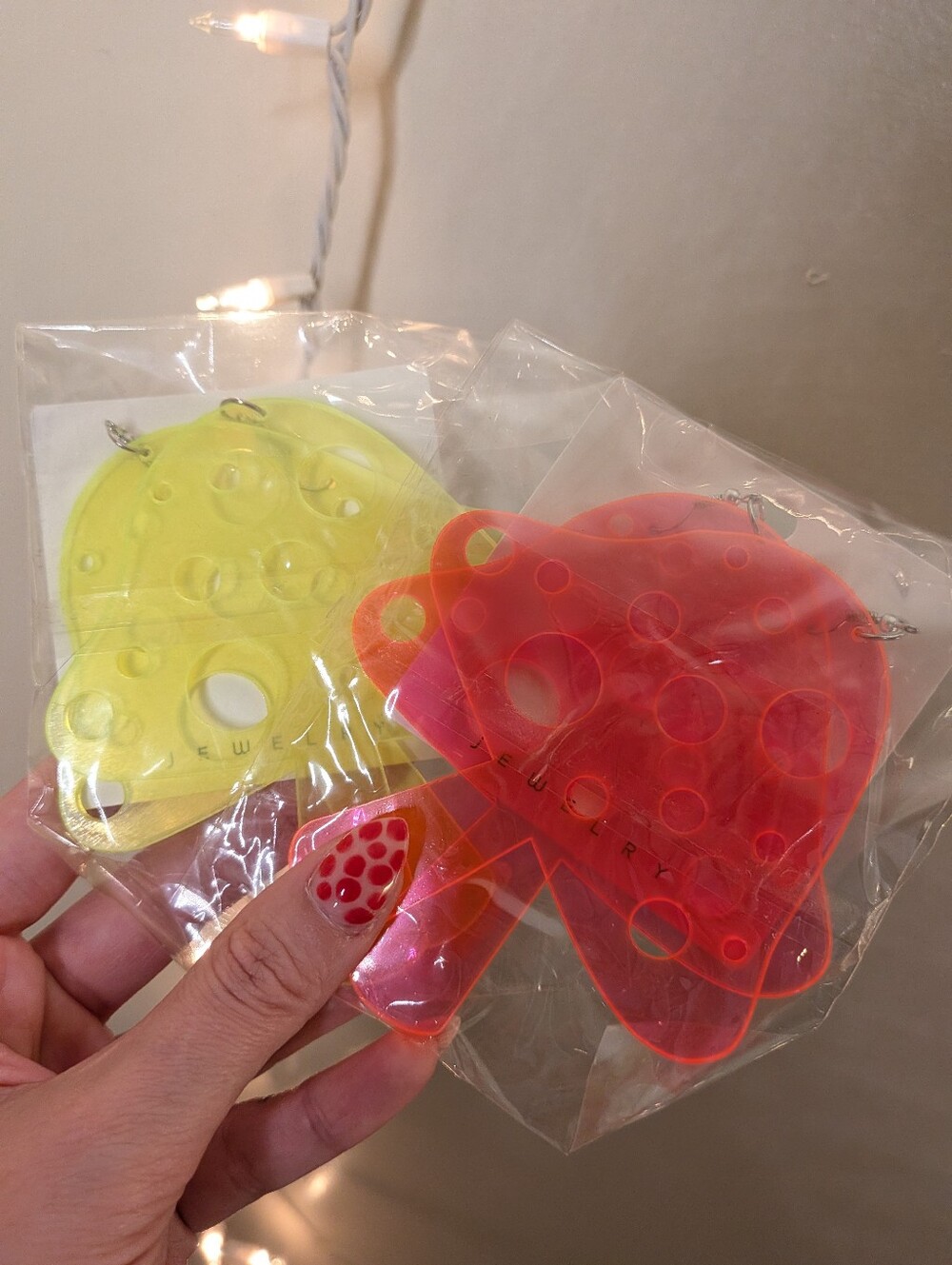 Neon Yellow & Neon Pink Mushroom Charm Earrings (2 Pairs)